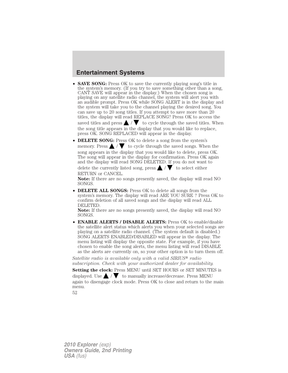 Entertainment systems | FORD 2010 Explorer v.2 User Manual | Page 52 / 406