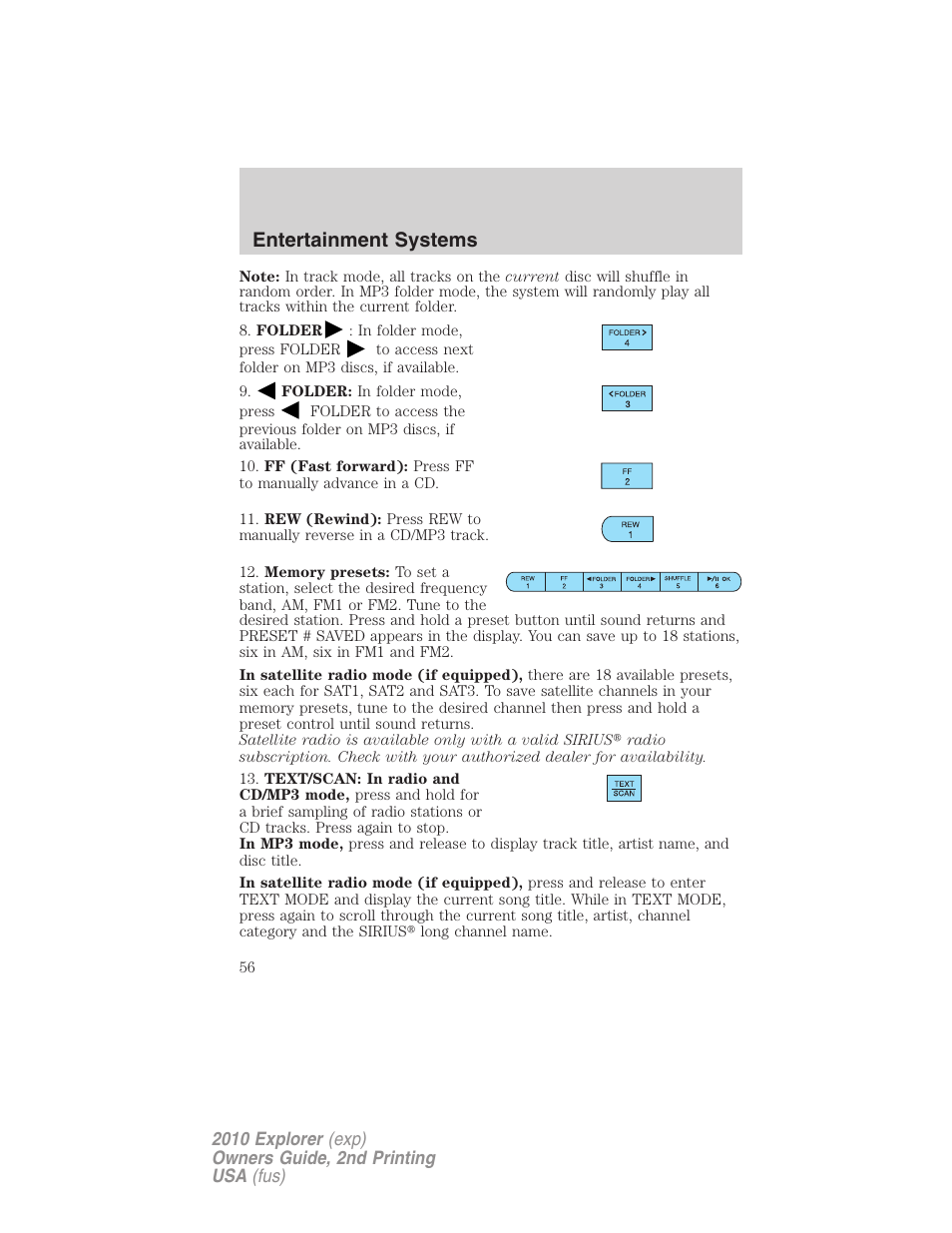 Entertainment systems | FORD 2010 Explorer v.2 User Manual | Page 56 / 406