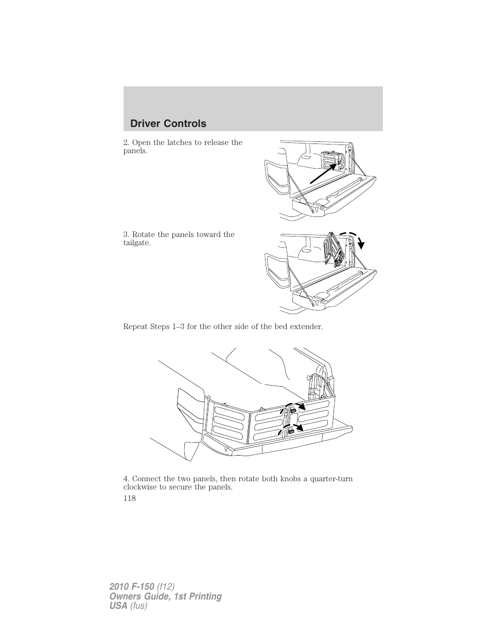 Driver controls | FORD 2010 F-150 v.1 User Manual | Page 118 / 419