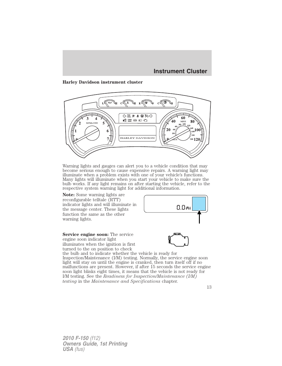 Instrument cluster | FORD 2010 F-150 v.1 User Manual | Page 13 / 419