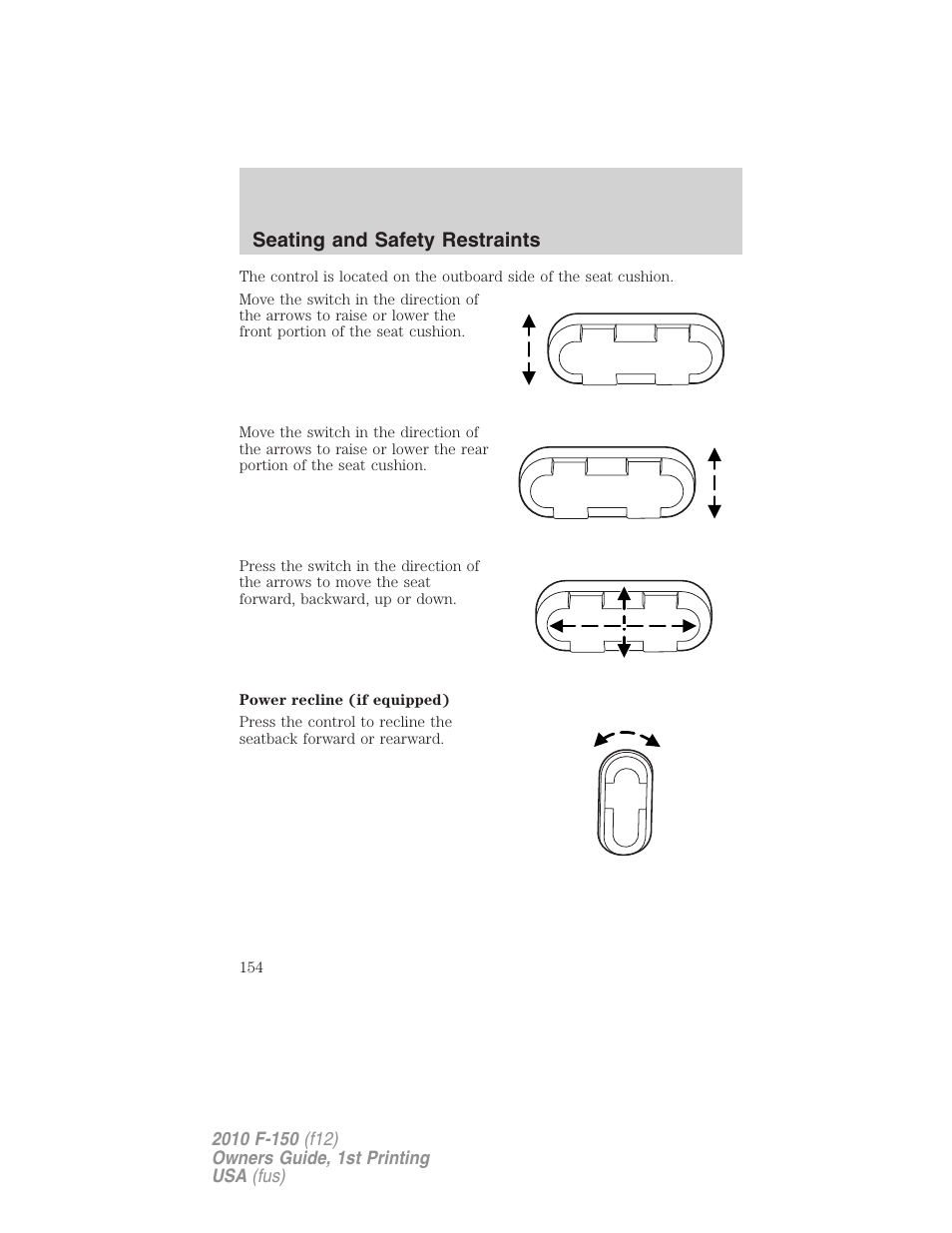 Seating and safety restraints | FORD 2010 F-150 v.1 User Manual | Page 154 / 419