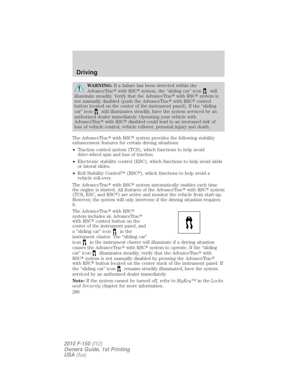 Driving | FORD 2010 F-150 v.1 User Manual | Page 280 / 419