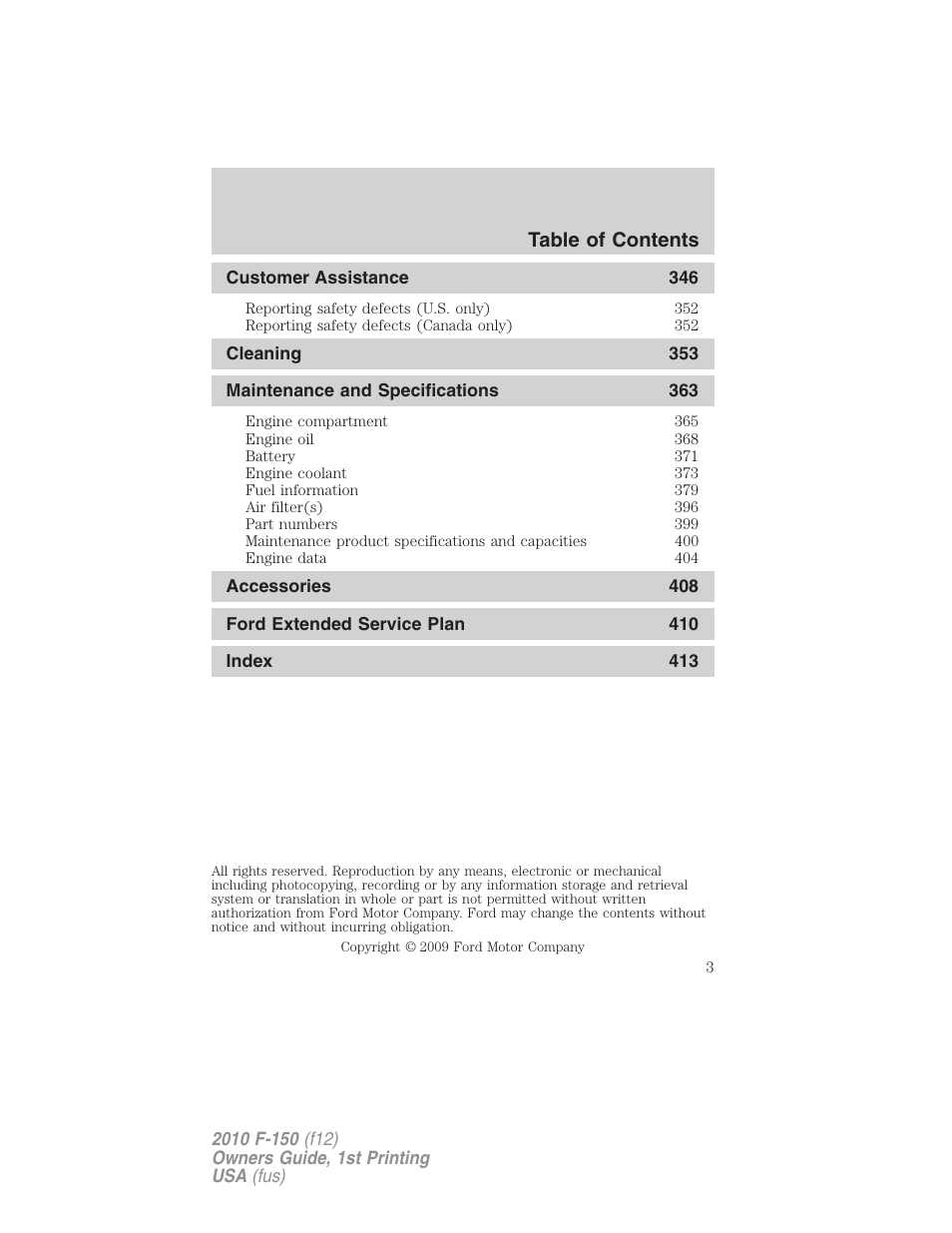 FORD 2010 F-150 v.1 User Manual | Page 3 / 419