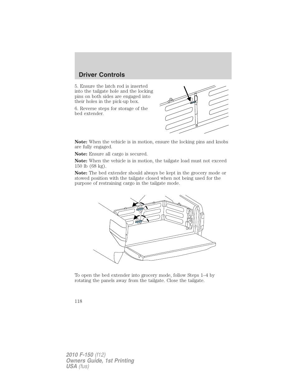 Driver controls | FORD 2010 F-150 v.2 User Manual | Page 118 / 414
