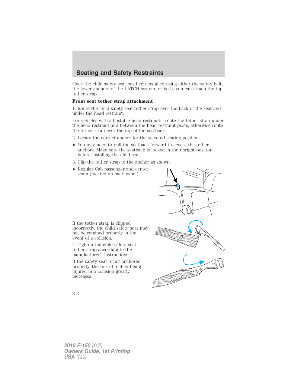 Seating and safety restraints | FORD 2010 F-150 v.2 User Manual | Page 214 / 414