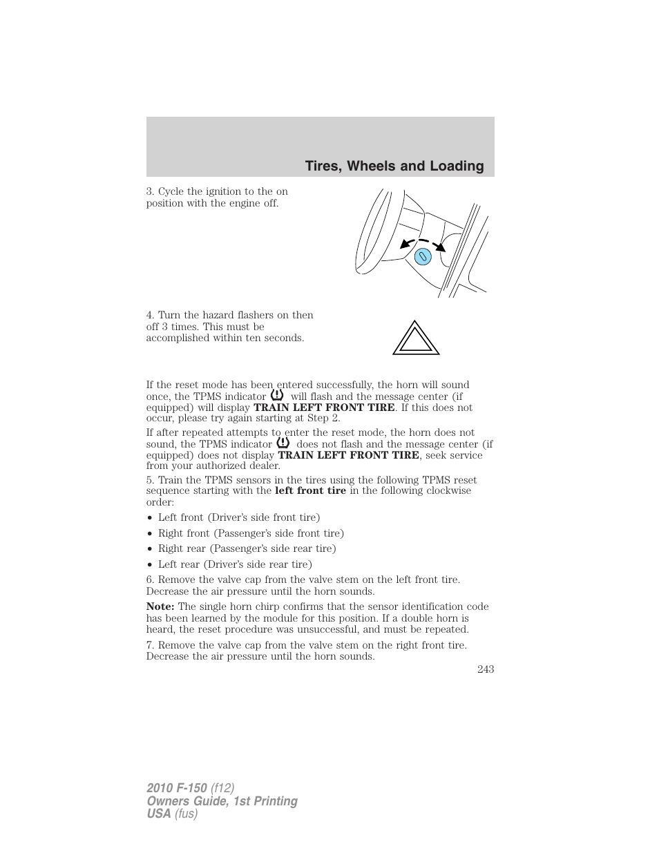 Tires, wheels and loading | FORD 2010 F-150 v.2 User Manual | Page 243 / 414