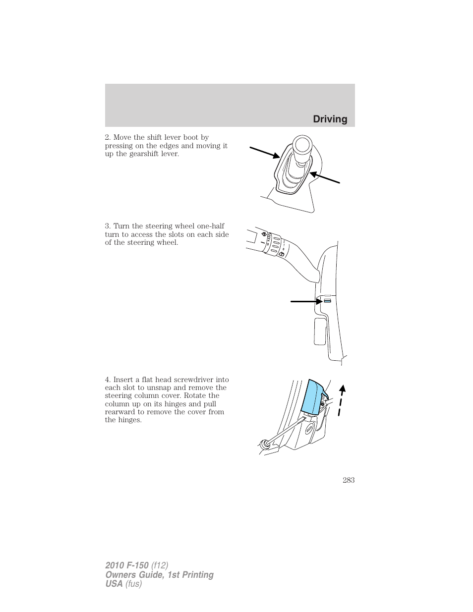 Driving | FORD 2010 F-150 v.2 User Manual | Page 283 / 414