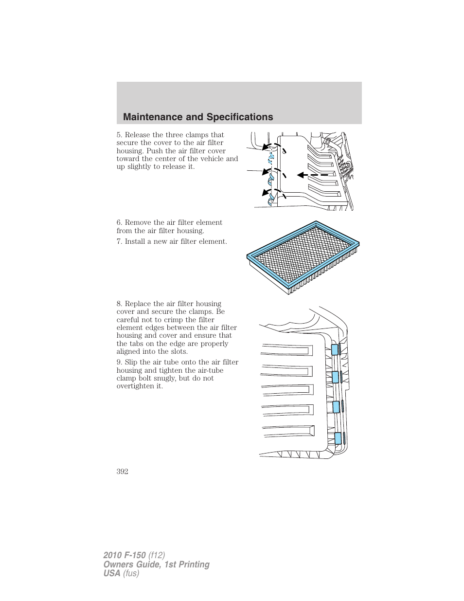 Maintenance and specifications | FORD 2010 F-150 v.2 User Manual | Page 392 / 414