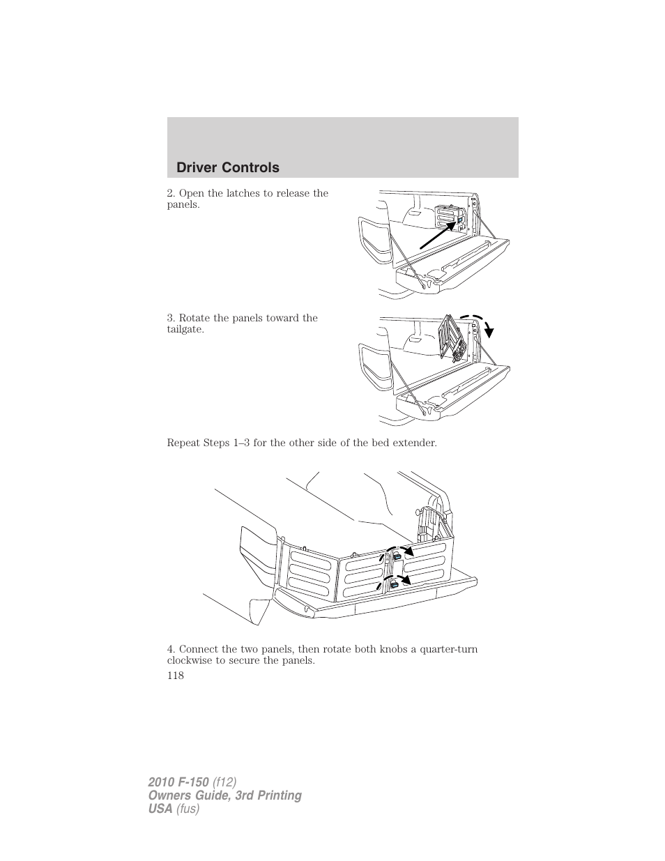 Driver controls | FORD 2010 F-150 v.3 User Manual | Page 118 / 419