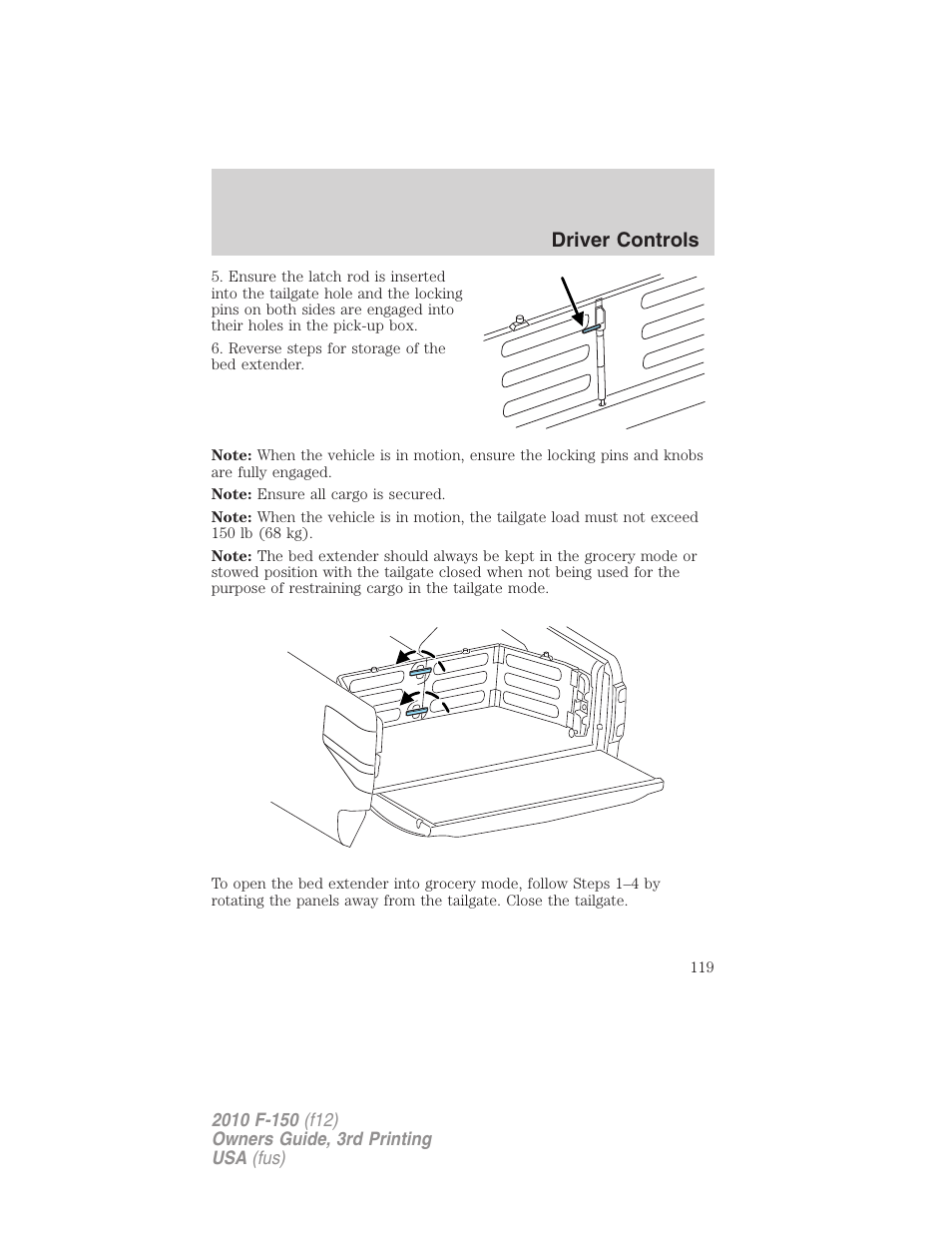 Driver controls | FORD 2010 F-150 v.3 User Manual | Page 119 / 419