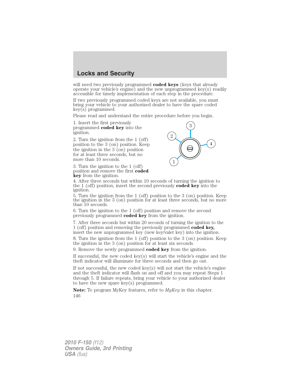 Locks and security | FORD 2010 F-150 v.3 User Manual | Page 146 / 419