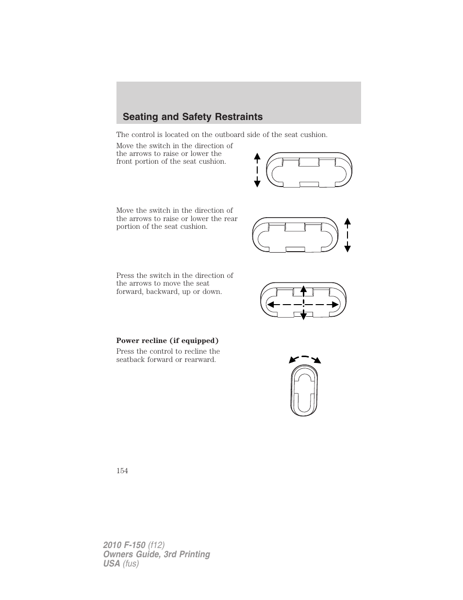 Seating and safety restraints | FORD 2010 F-150 v.3 User Manual | Page 154 / 419