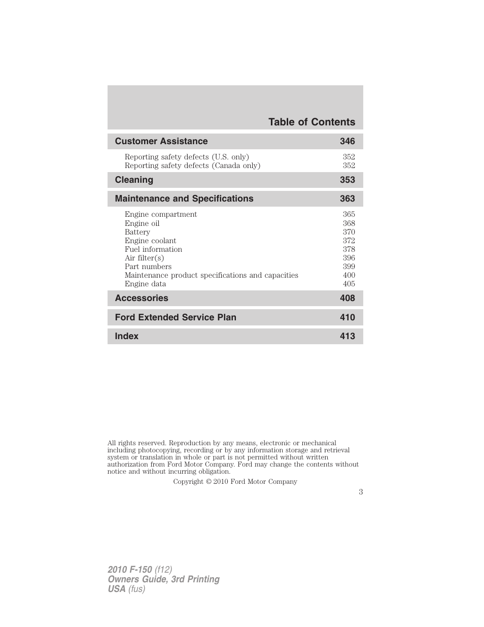 FORD 2010 F-150 v.3 User Manual | Page 3 / 419