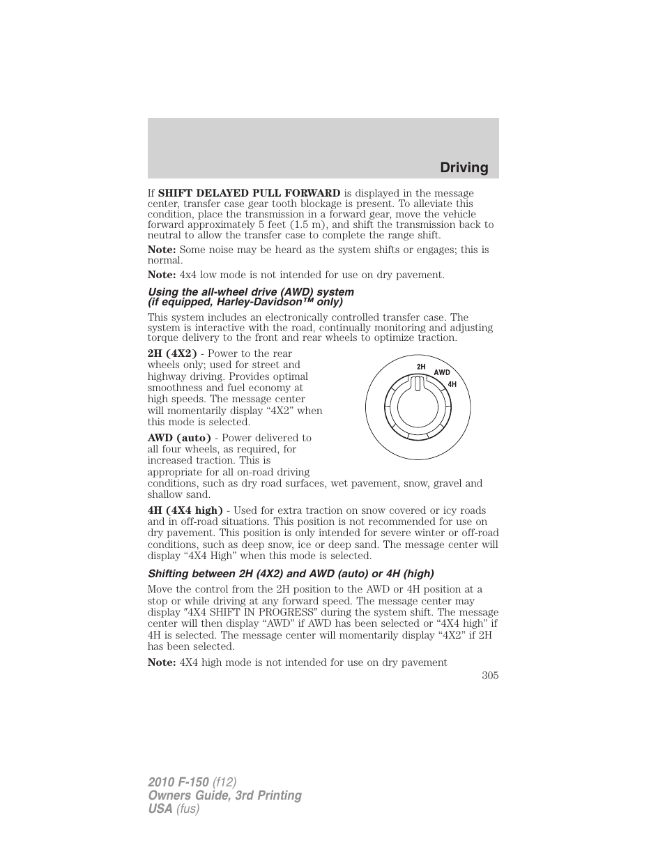 Driving | FORD 2010 F-150 v.3 User Manual | Page 305 / 419