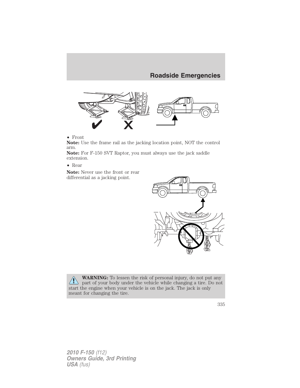 Roadside emergencies | FORD 2010 F-150 v.3 User Manual | Page 335 / 419