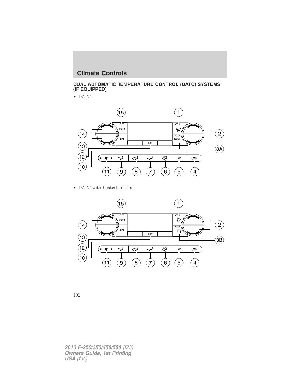 Dual automatic temperature control | FORD 2010 F-550 v.1 User Manual | Page 102 / 407