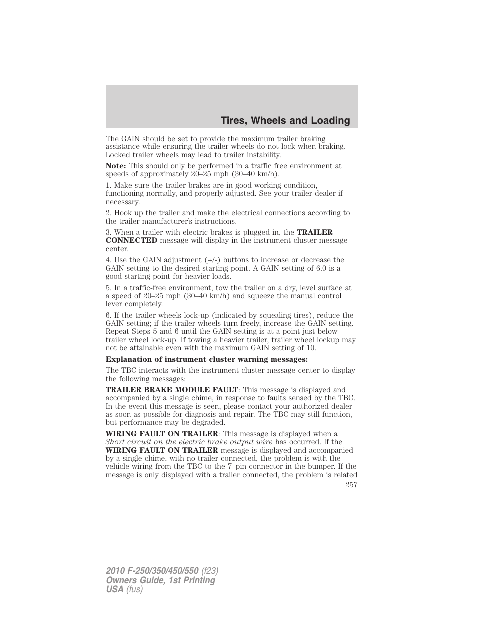 Tires, wheels and loading | FORD 2010 F-550 v.1 User Manual | Page 257 / 407