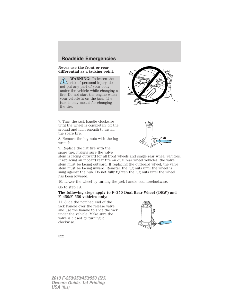 Roadside emergencies | FORD 2010 F-550 v.1 User Manual | Page 322 / 407