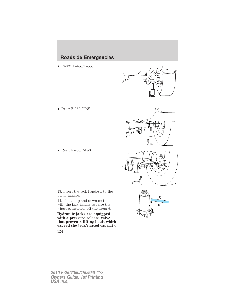 Roadside emergencies | FORD 2010 F-550 v.1 User Manual | Page 324 / 407