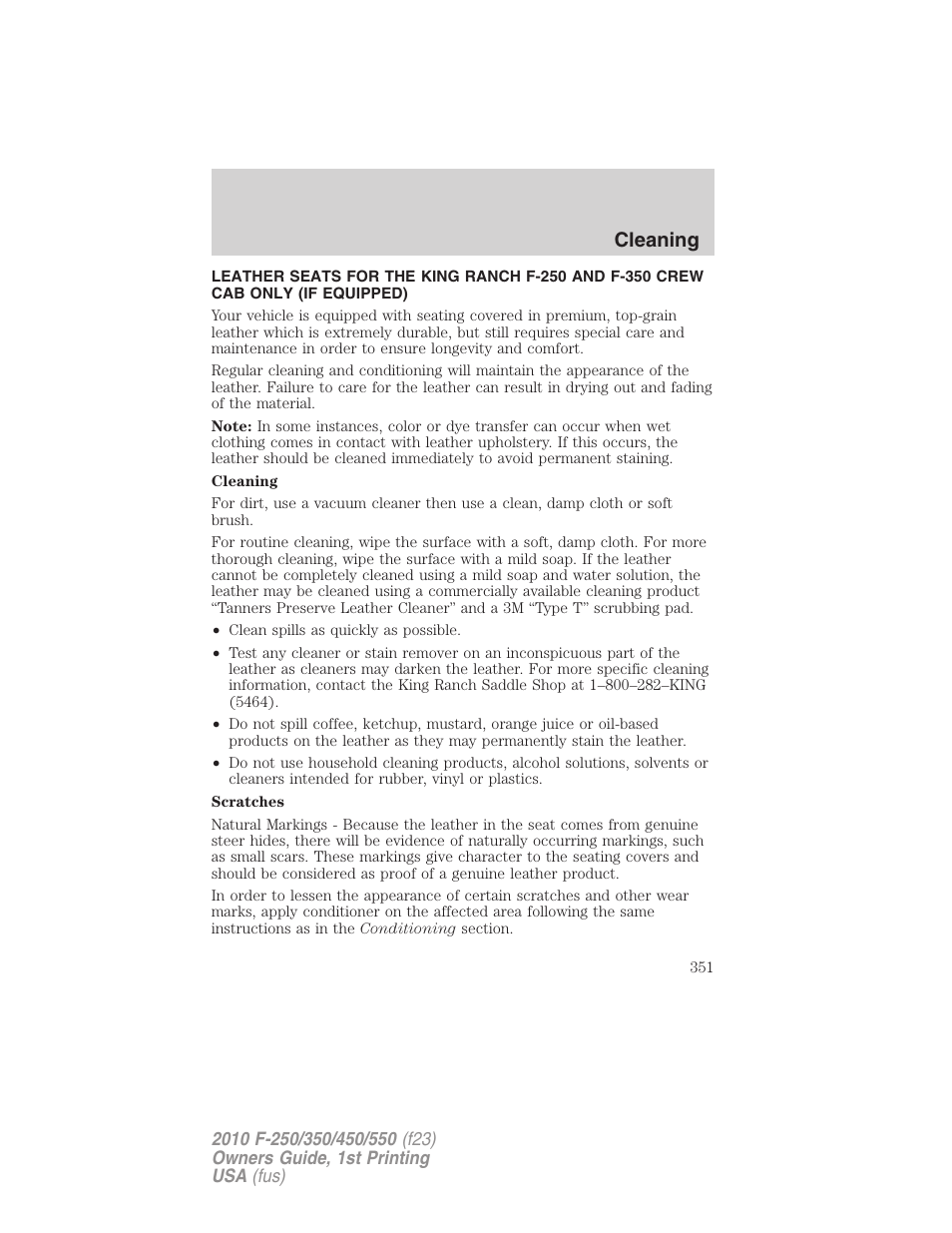 Cleaning | FORD 2010 F-550 v.1 User Manual | Page 351 / 407