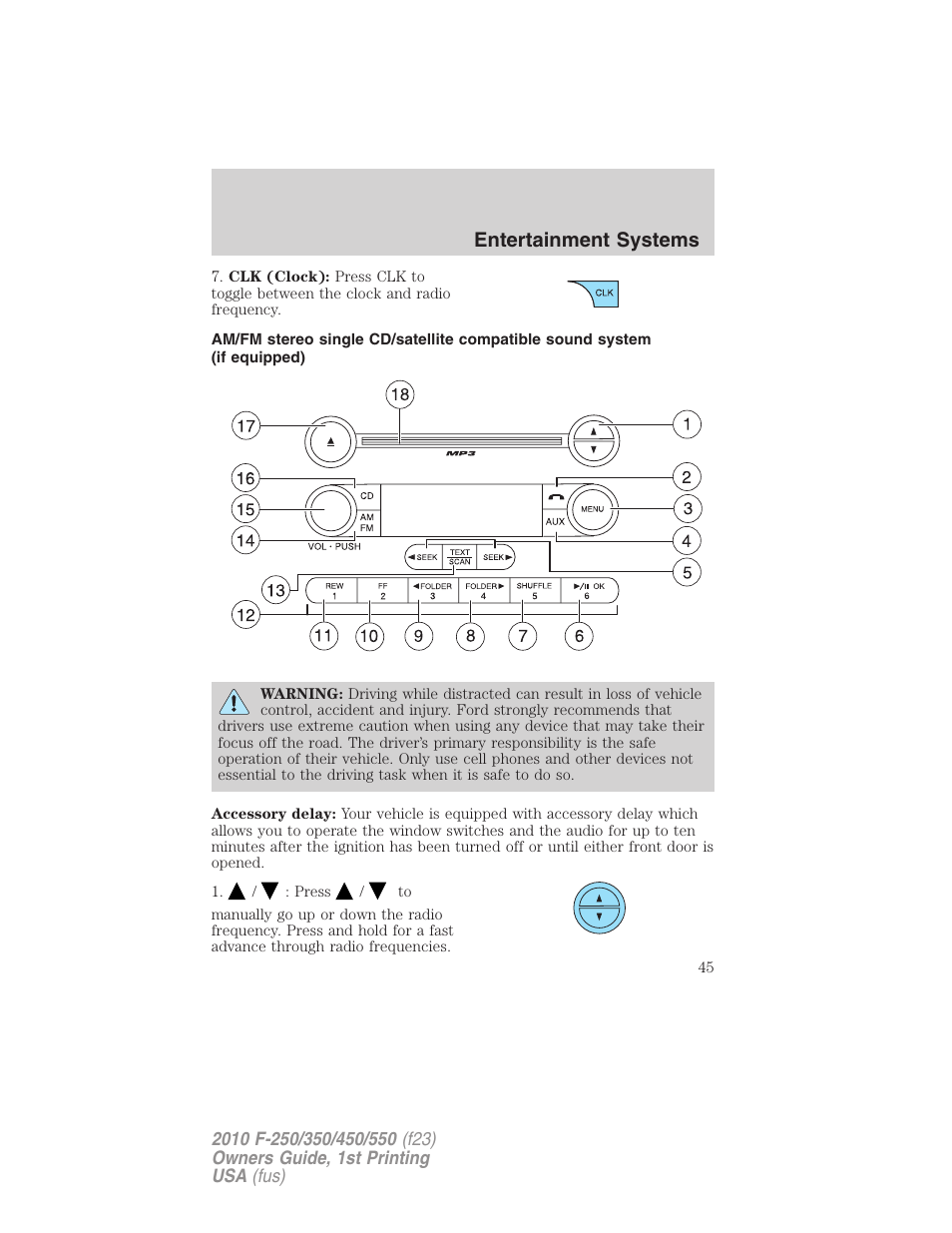 Am/fm stereo with cd, Entertainment systems | FORD 2010 F-550 v.1 User Manual | Page 45 / 407