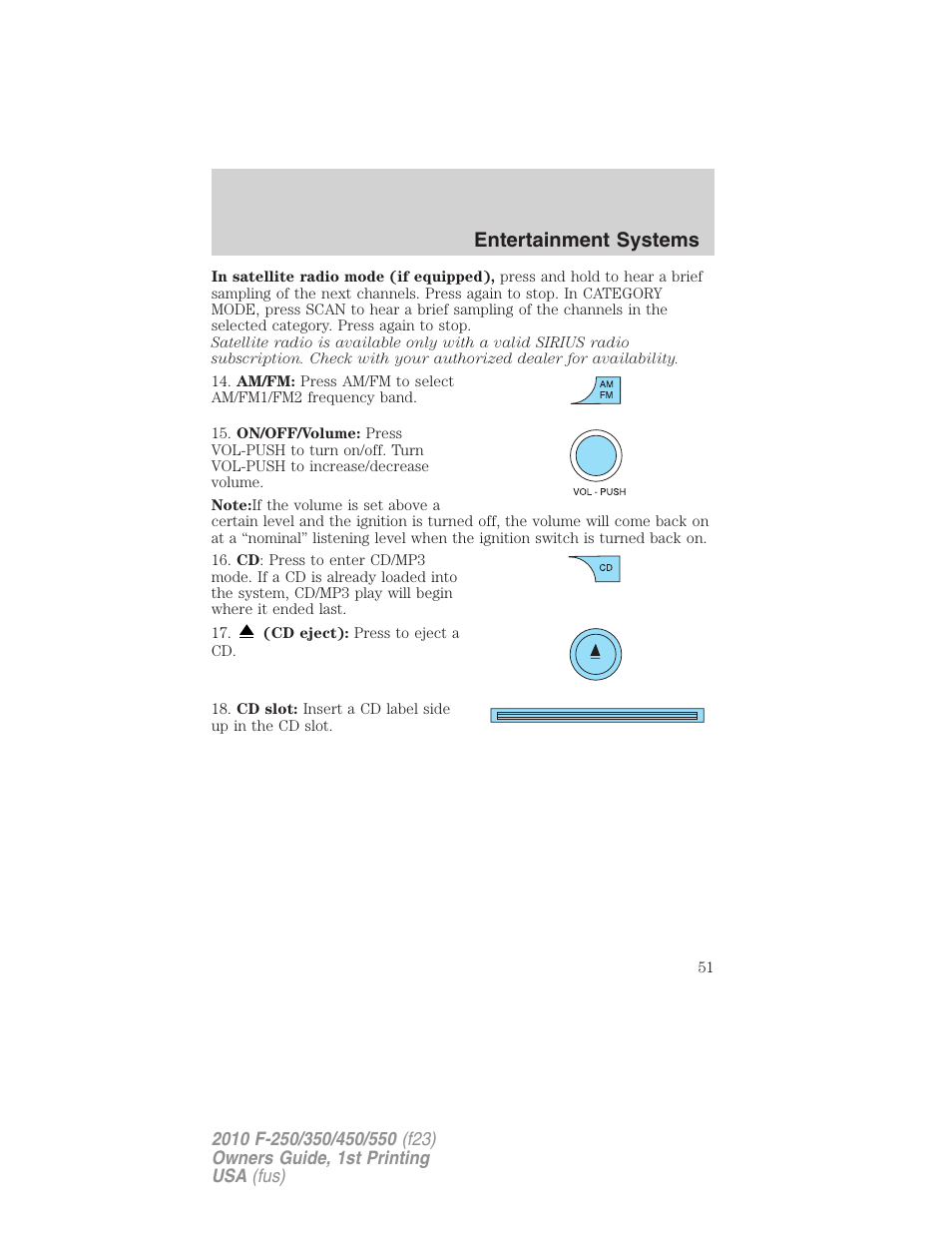 Entertainment systems | FORD 2010 F-550 v.1 User Manual | Page 51 / 407
