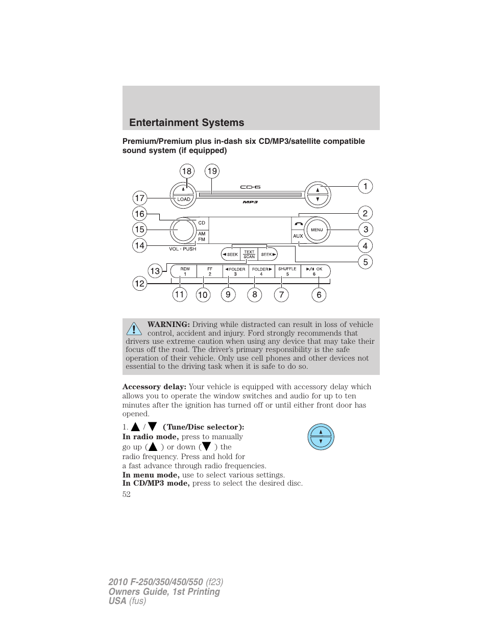 Am/fm stereo with in-dash six cd, Entertainment systems | FORD 2010 F-550 v.1 User Manual | Page 52 / 407