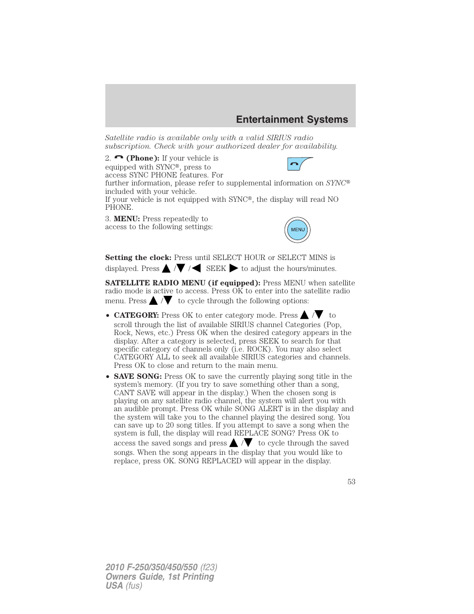 Entertainment systems | FORD 2010 F-550 v.1 User Manual | Page 53 / 407