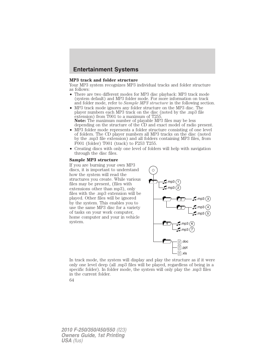 Entertainment systems | FORD 2010 F-550 v.1 User Manual | Page 64 / 407