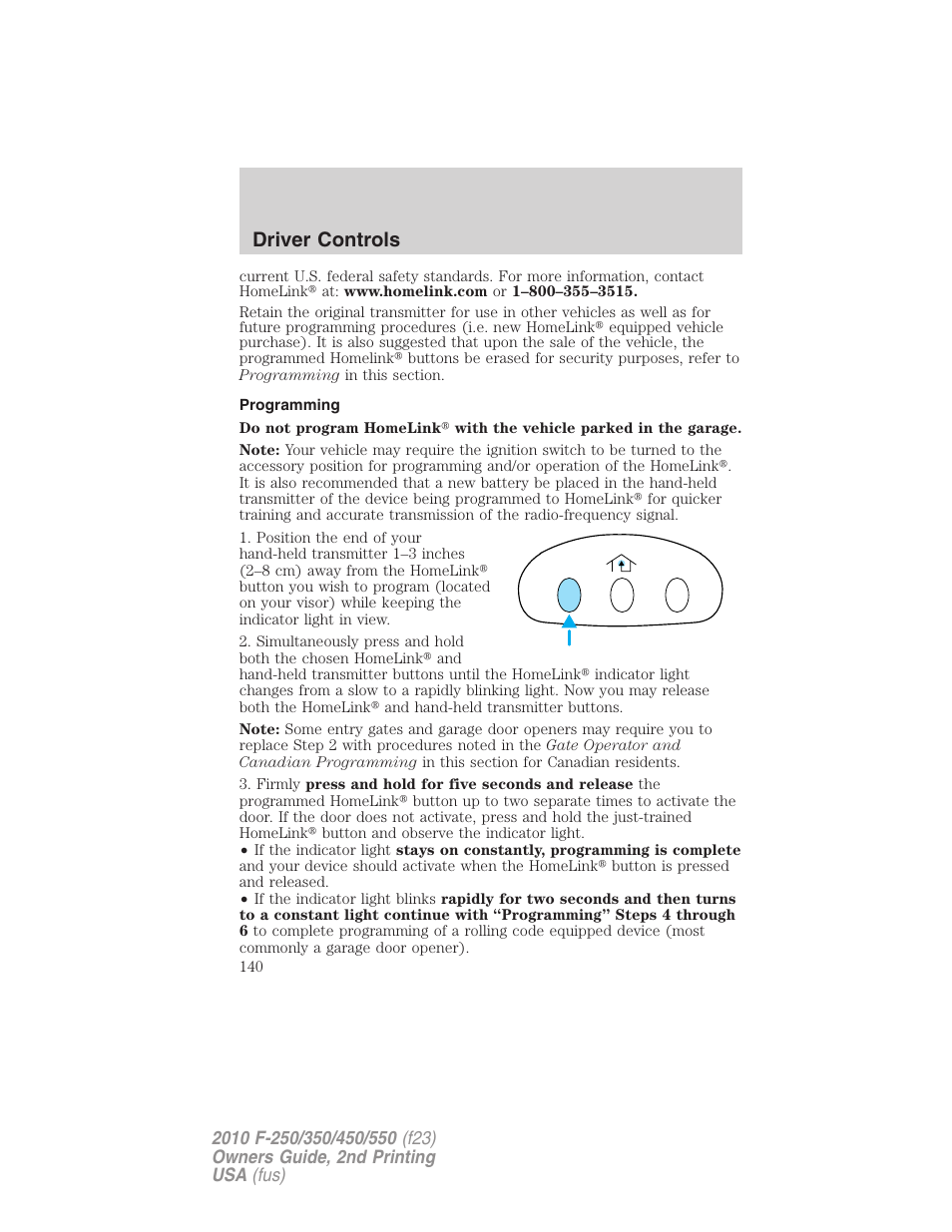 Programming, Driver controls | FORD 2010 F-550 v.2 User Manual | Page 140 / 408