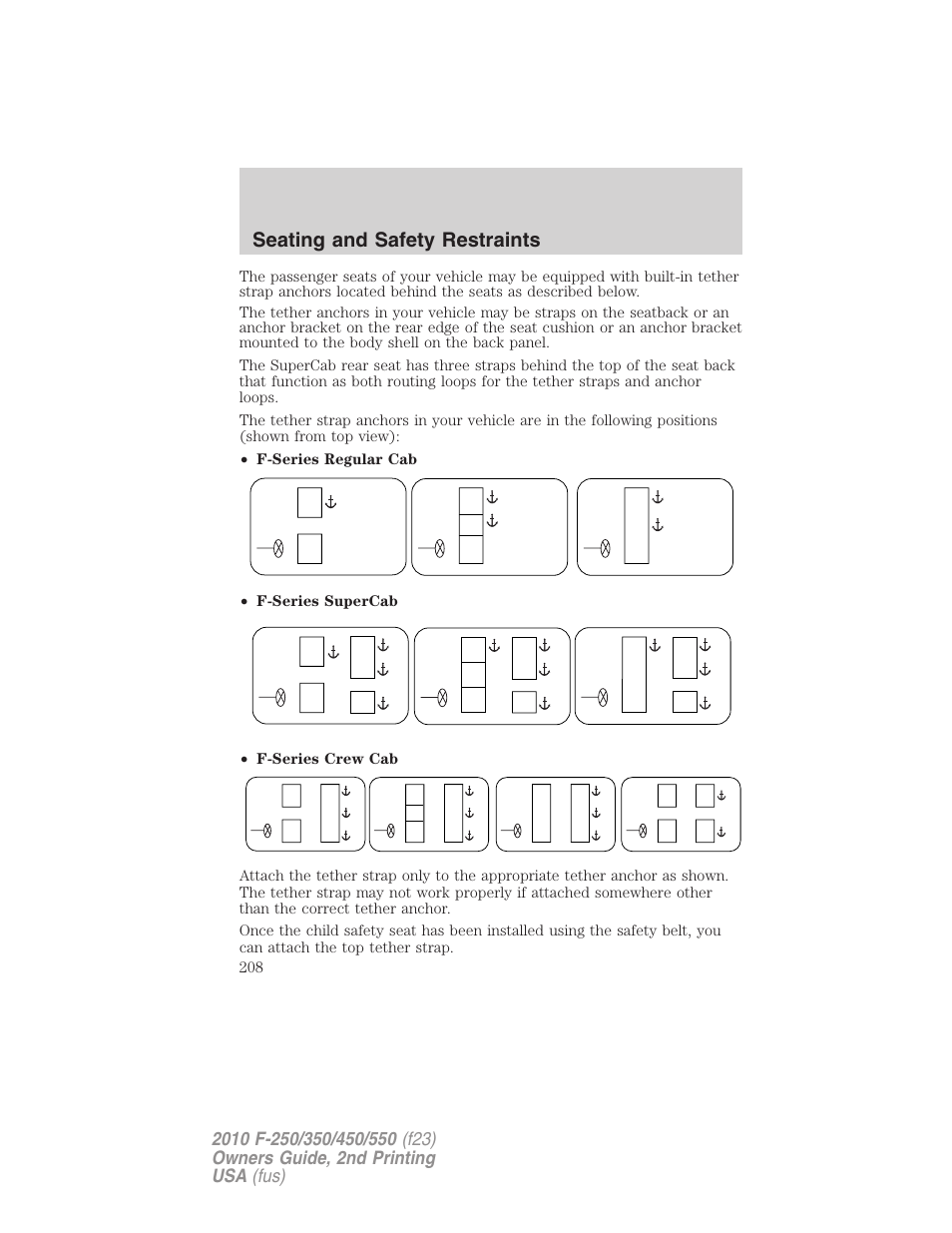 Seating and safety restraints | FORD 2010 F-550 v.2 User Manual | Page 208 / 408
