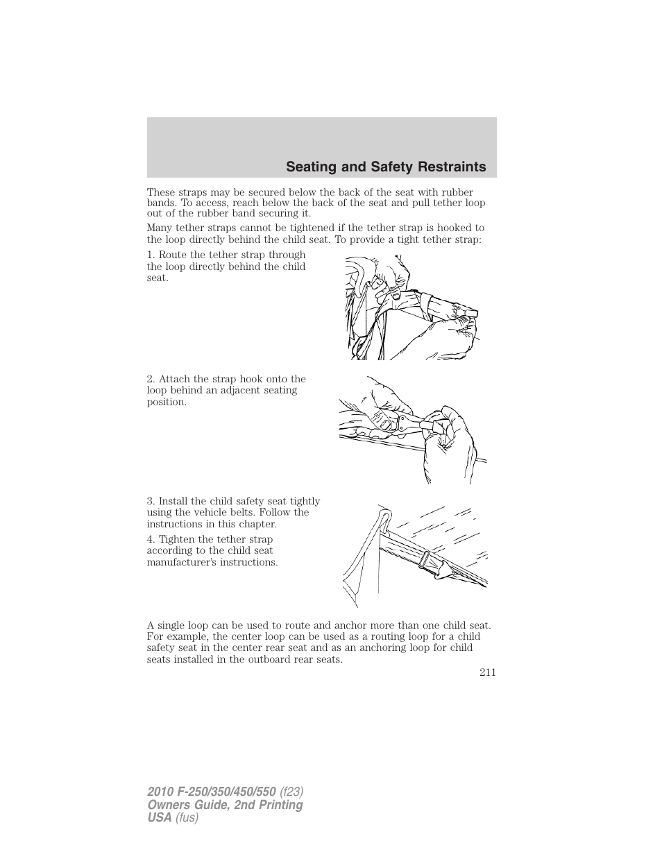 Seating and safety restraints | FORD 2010 F-550 v.2 User Manual | Page 211 / 408