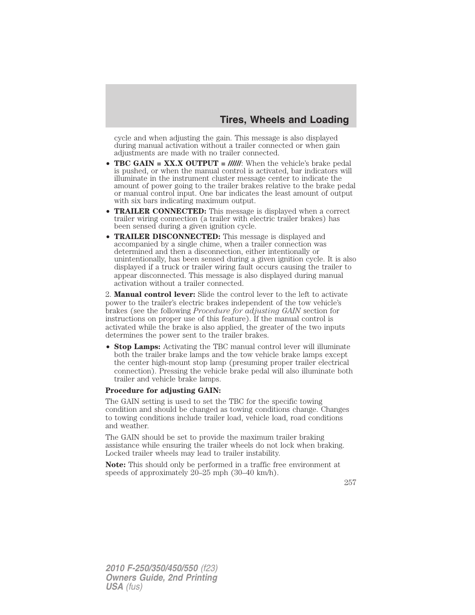 Tires, wheels and loading | FORD 2010 F-550 v.2 User Manual | Page 257 / 408