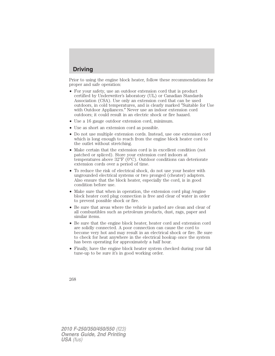 Driving | FORD 2010 F-550 v.2 User Manual | Page 268 / 408