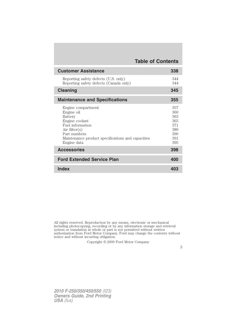 FORD 2010 F-550 v.2 User Manual | Page 3 / 408