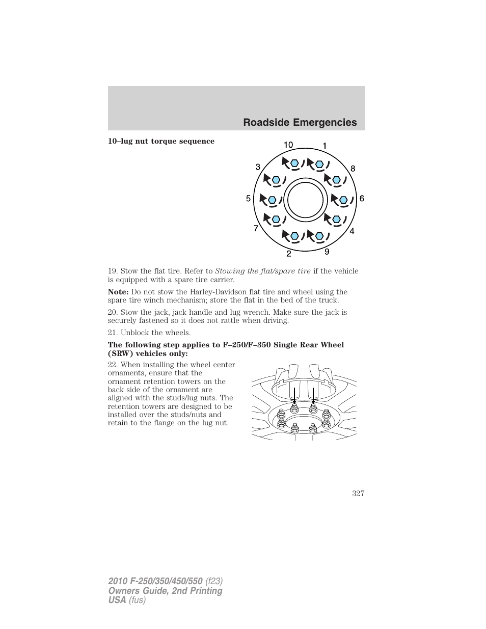 Roadside emergencies | FORD 2010 F-550 v.2 User Manual | Page 327 / 408