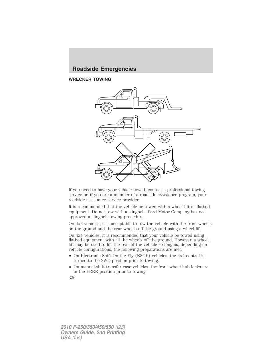 Wrecker towing, Roadside emergencies | FORD 2010 F-550 v.2 User Manual | Page 336 / 408
