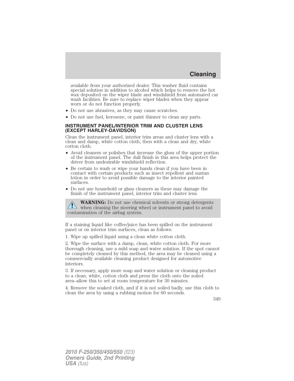 Cleaning | FORD 2010 F-550 v.2 User Manual | Page 349 / 408