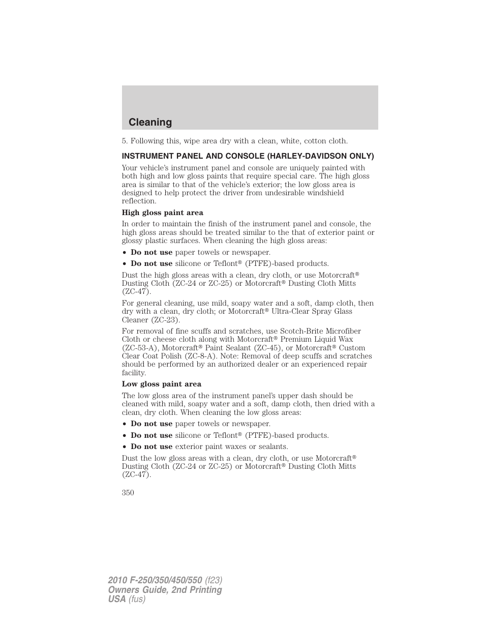 Cleaning | FORD 2010 F-550 v.2 User Manual | Page 350 / 408