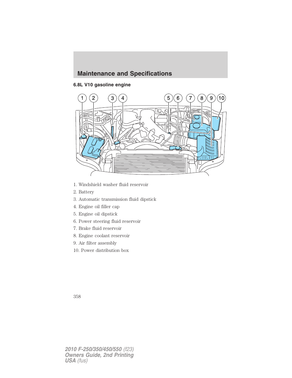 8l v10 gasoline engine, Maintenance and specifications | FORD 2010 F-550 v.2 User Manual | Page 358 / 408