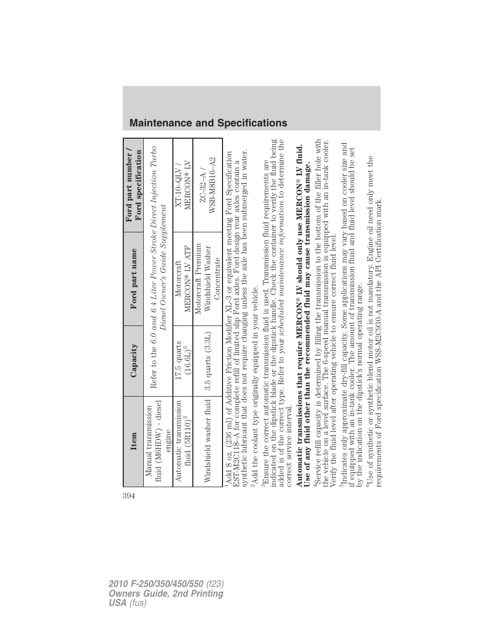 Maintenance and specifications | FORD 2010 F-550 v.2 User Manual | Page 394 / 408