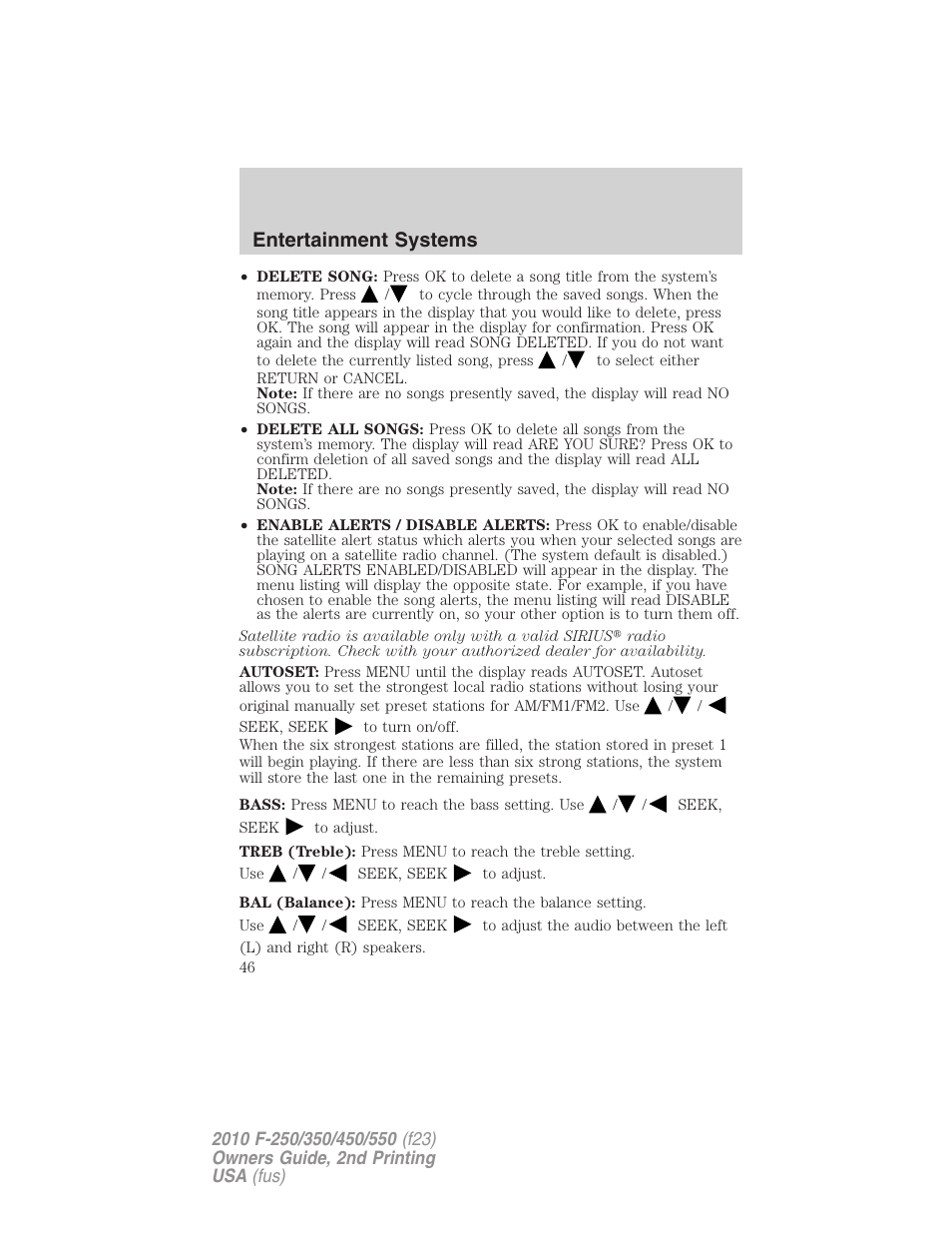 Entertainment systems | FORD 2010 F-550 v.2 User Manual | Page 46 / 408
