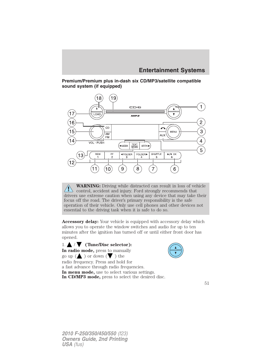 Am/fm stereo with in-dash six cd, Entertainment systems | FORD 2010 F-550 v.2 User Manual | Page 51 / 408