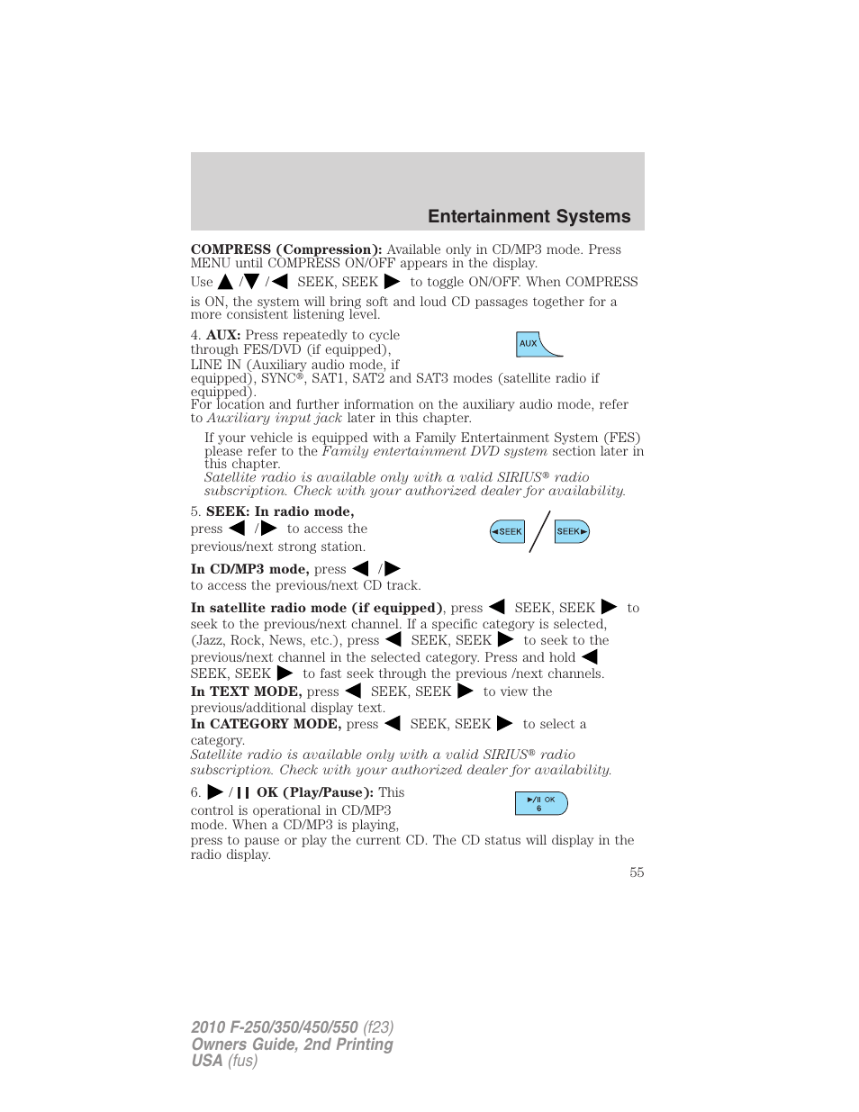 Entertainment systems | FORD 2010 F-550 v.2 User Manual | Page 55 / 408