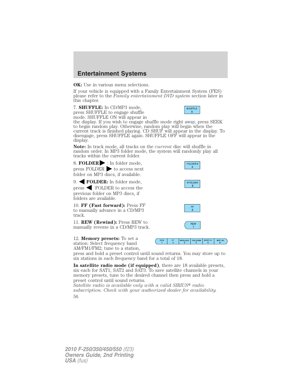 Entertainment systems | FORD 2010 F-550 v.2 User Manual | Page 56 / 408