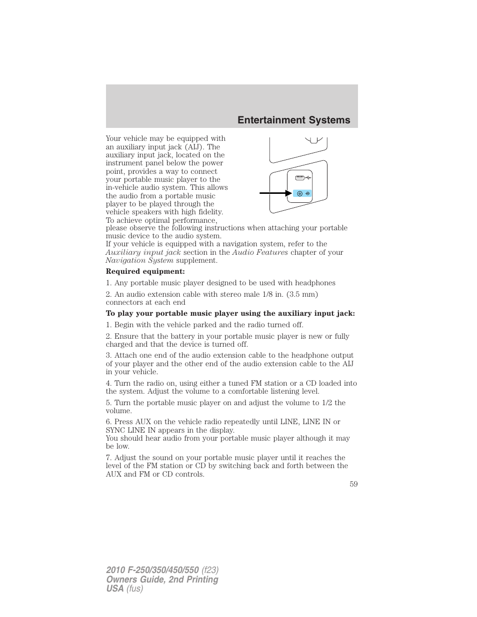 Entertainment systems | FORD 2010 F-550 v.2 User Manual | Page 59 / 408