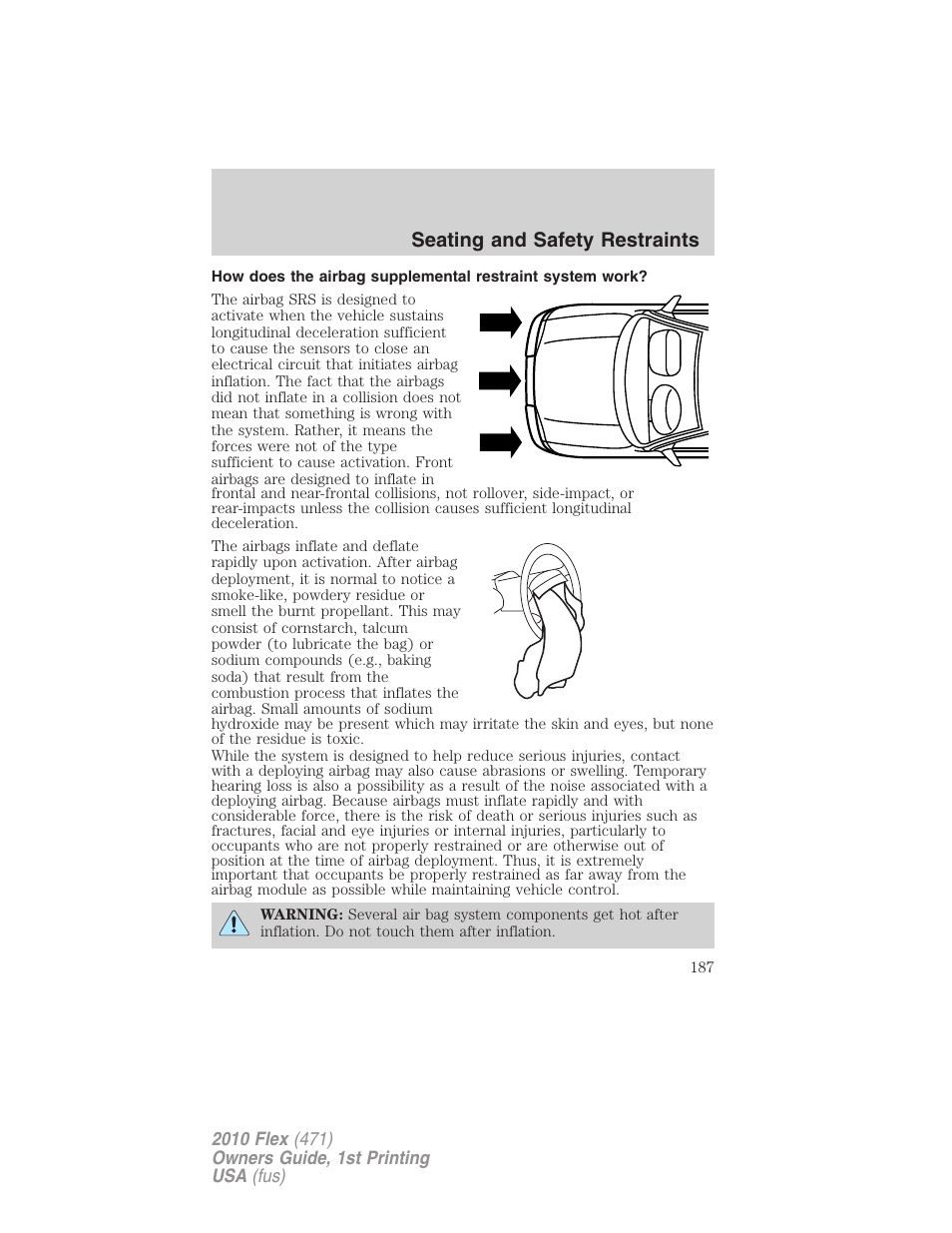 Seating and safety restraints | FORD 2010 Flex v.1 User Manual | Page 187 / 397