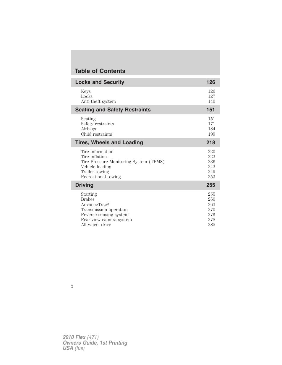 FORD 2010 Flex v.1 User Manual | Page 2 / 397