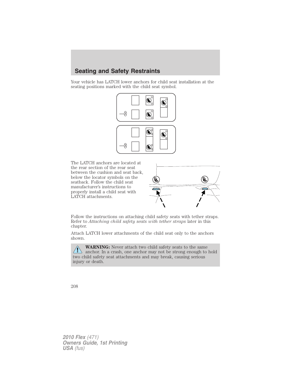 Seating and safety restraints | FORD 2010 Flex v.1 User Manual | Page 208 / 397