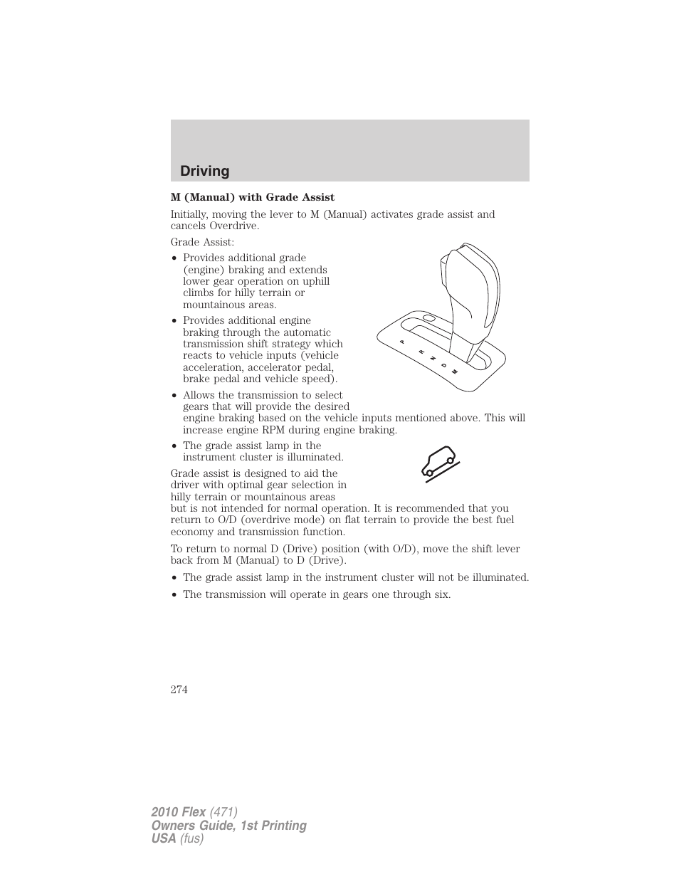 Driving | FORD 2010 Flex v.1 User Manual | Page 274 / 397